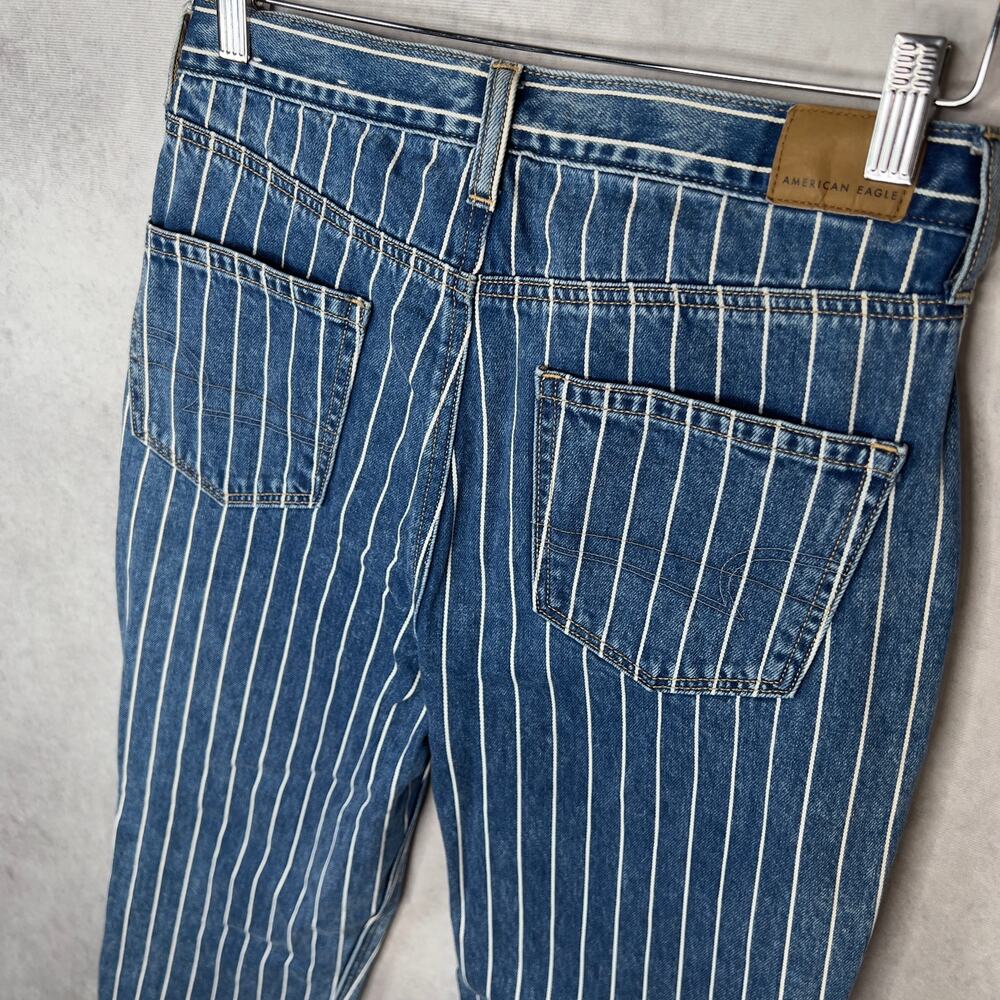 American Eagle Striped High Rise Mom Jeans Vintage Inspired Size 6 - Picture 3 of 6